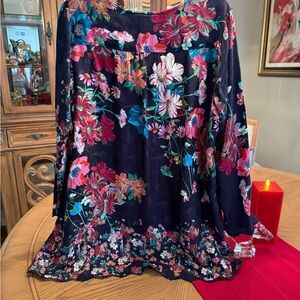 Johnny Was stunning black tunic with a gorgeous floral design.